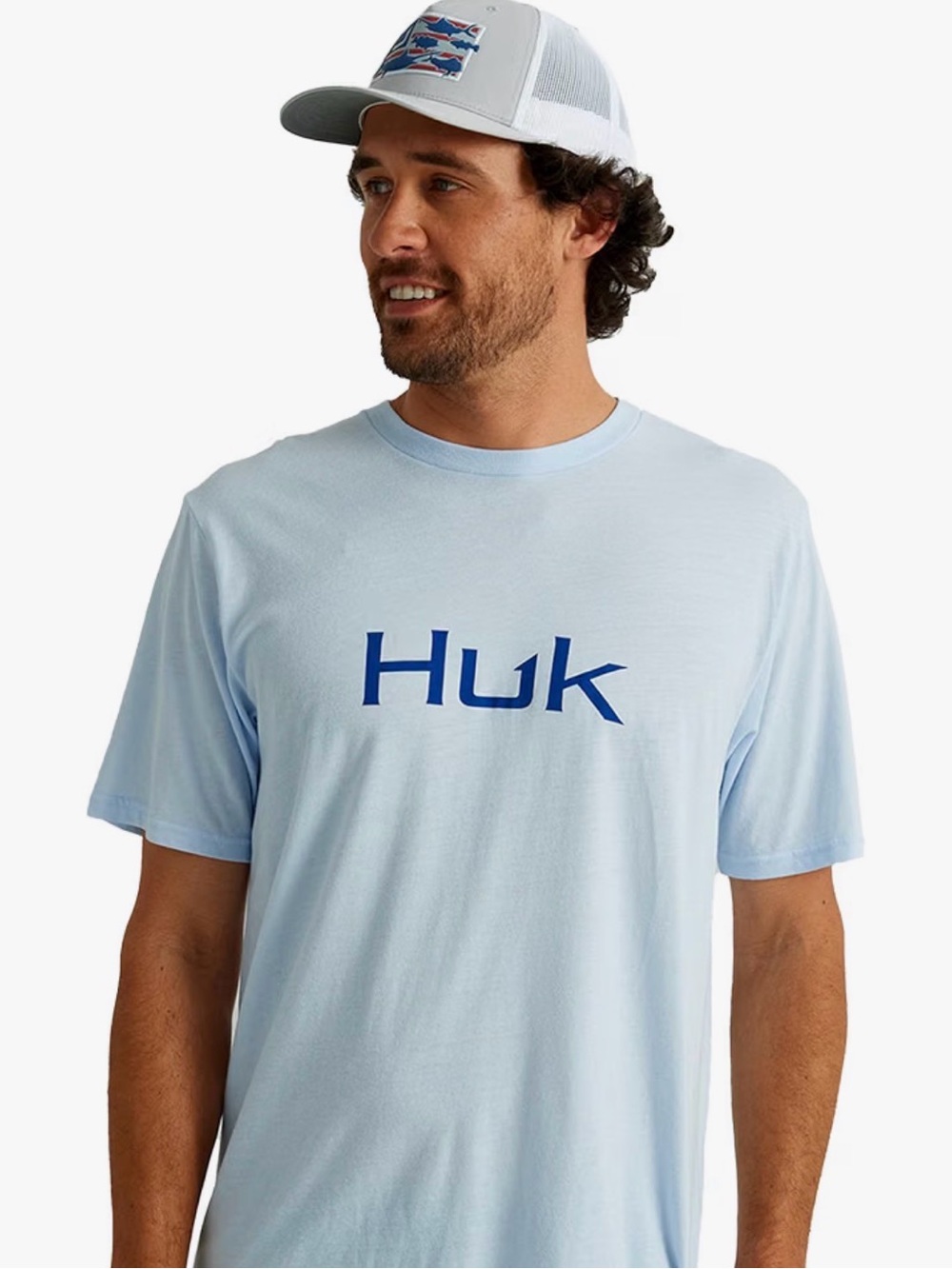 Huk Graphic Logo Tee in White & Blue Size Large NWT